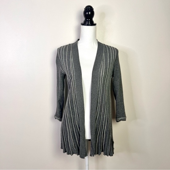 ANTHROPOLOGIE Knitted & Knotted Open Front Grey Cardigan Sweater - Picture 4 of 13